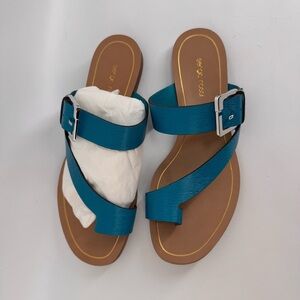 Sergio Rossi Blue Leather Sandals Size 5.5 , NEW